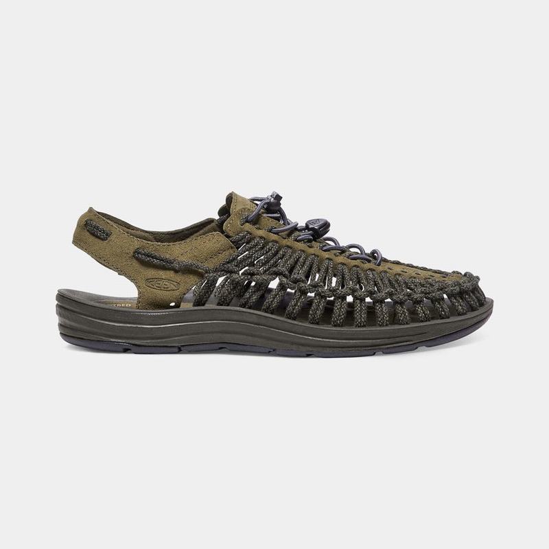 Sandalias Keen Uneek Cuero Para Hombre Verde Oscuro Oliva - Sandalias Keen Mexico (031289-OUC)